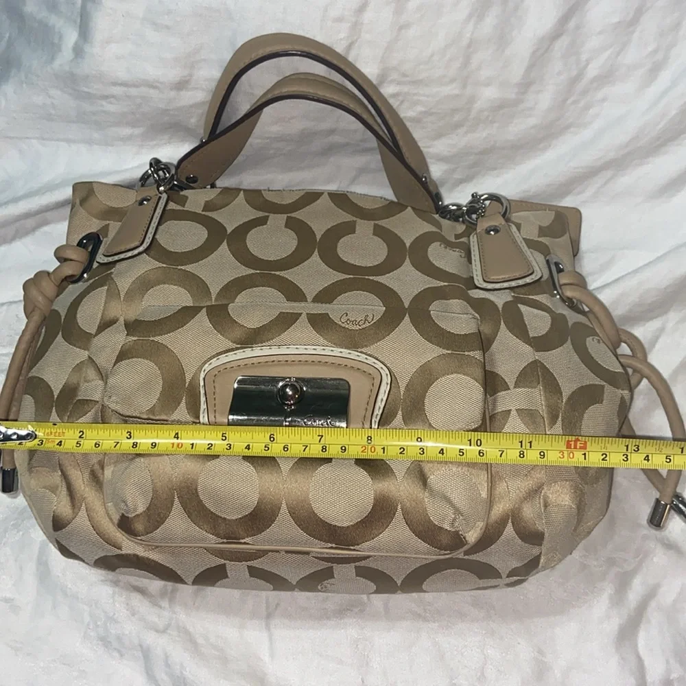 Coach Kristin 14915 OpArt Khaki Hobo Shoulder Tote